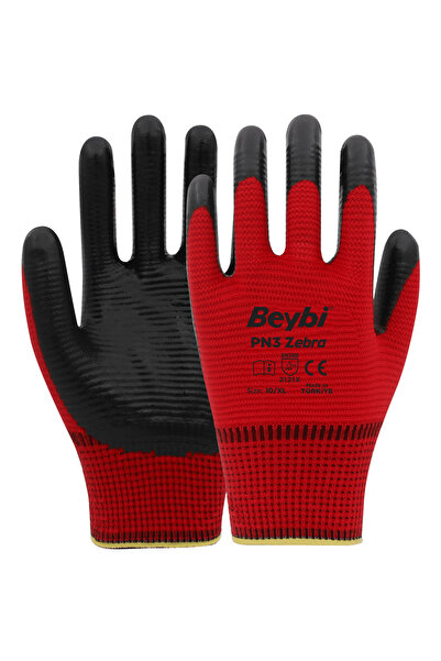Beybi Pn3 Zebra Work Glove 12 Pieces Red