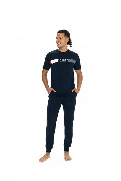 U.S. Polo Assn. Σετ ανδρικών πιτζάμες U.S. Polo Assn με μπλε ναυτικό πόδι που υποστηρίζει το πόδι