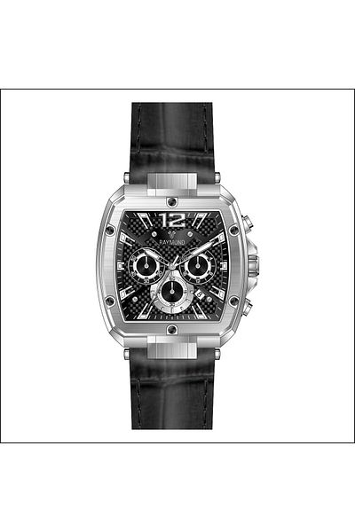 Raymond G831719M Leather Cord Men's Wristwatch - Stainless Steel - 2 Year Warranty