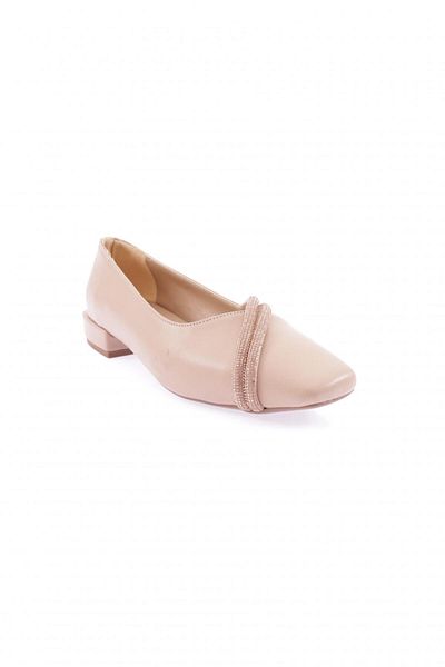 DGN 3709-23y Nude Women's Ballerinas - Silver Stone Detailed