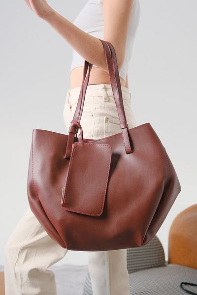 Moda Değirmeni Geantă pentru femei din piele burgundă-portofel-geantă de machiaj Set triplu geantă Md1275-301-0001