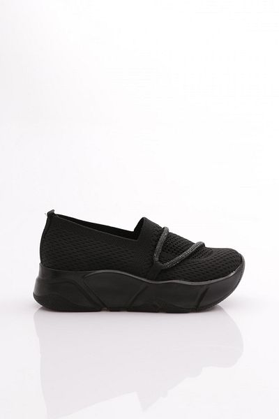 DGN M030 Black Women's Ballerinas - Thick Sole with Stone String
