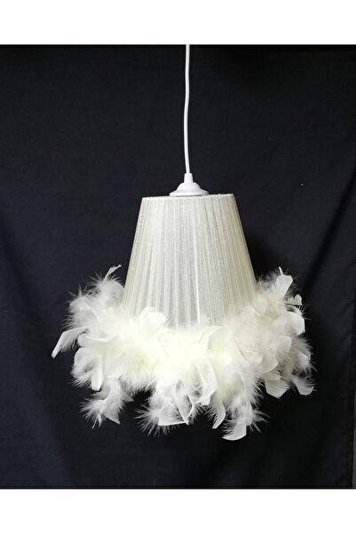 TEKAY AYDINLATMA Krem Tüylü Avize Çocuk Odası Bebek Odası Yatak Odası Avizesi