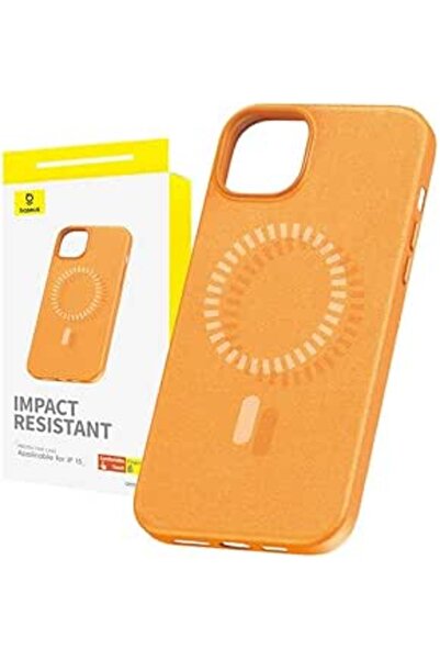 Baseus Fauxther Series Magnetic Phone Case for iP 15, Sunset Orange