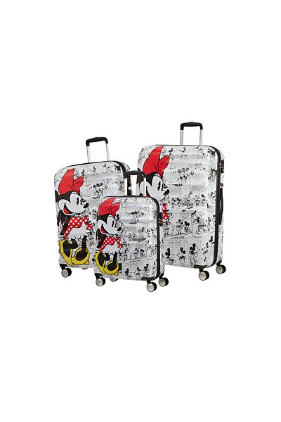 American Tourister مجموعة حقائب سفر ديزني ويف بريكر الصلبة ذات العجلات الثلاث، مقاس سم، ميني كوميكس، باللون الأبيض