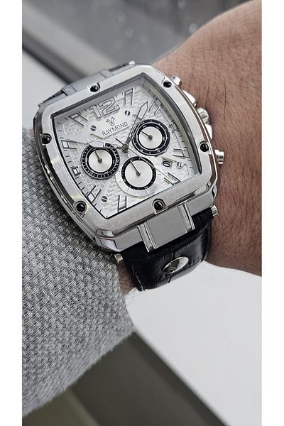 Raymond G831719M Leather Cord Men's Wristwatch - Stainless Steel - 2 Year Warranty