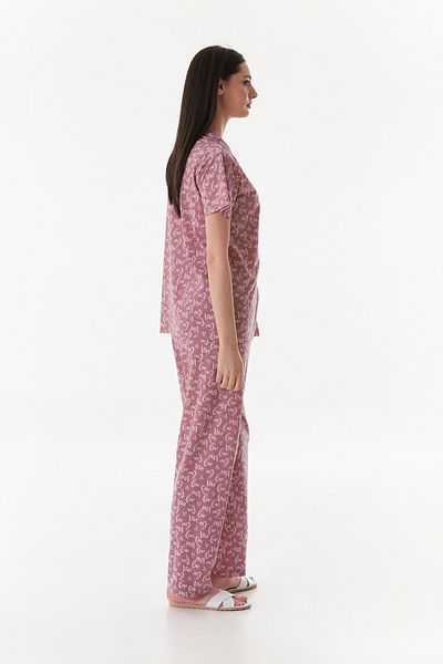 Fulla Moda Love Text Printed Shirt Collar Short Sleeve Pajamas Set