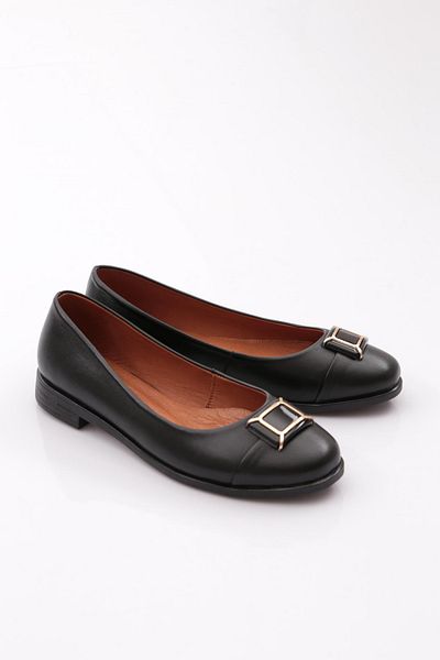 DGN Women's Square Buckle Ballerinas Black 296632110