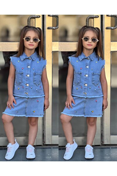 yns coolstar New Season Cotton Summer Floral Embroidered Jeans Denim Set of 2