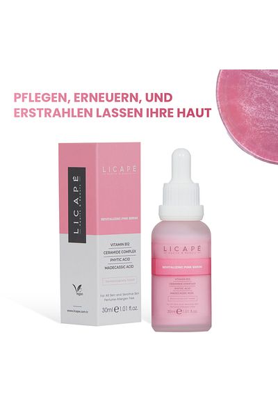 Licape | Feuchtigkeitsspendendes Serum 30 ml | B12 Pink Serum | Anti-aging
