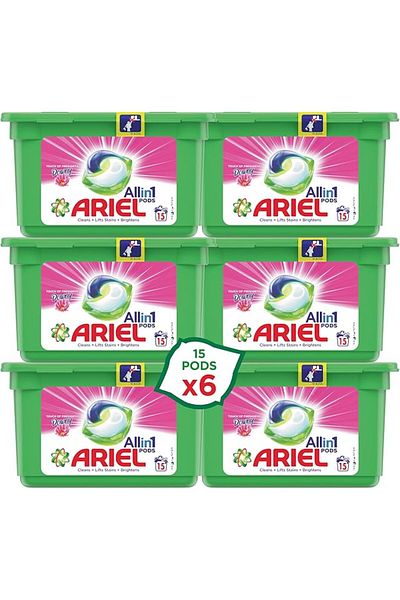 Ariel 3in1 Pods with Downy Freshness, Liquid Detergent Capsules, Powerful Stain Remover, 6x15 Pods