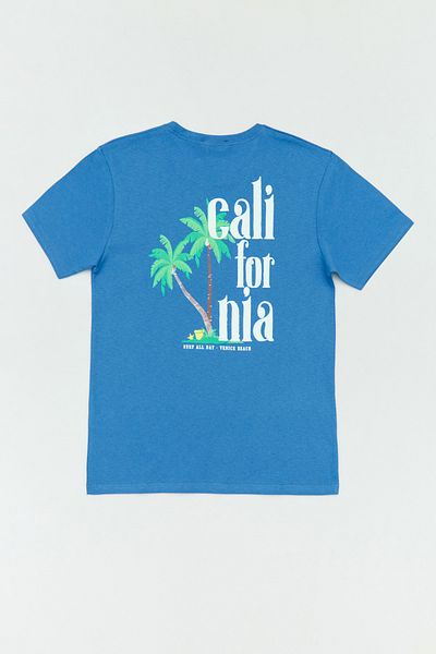 Fulla Moda 100% Cotton Boys' T-Shirt with California Text Printed on the Front and Back