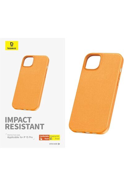 Baseus Fauxther Series Phone Case for iP 15 Pro, Sunset Orange