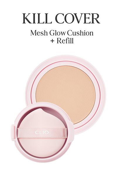 CLIO CLIO Kill Cover Mesh Glow Cushion - ترطيب مكثف، لامع، إعادة تعبئة Spf50+PA++++ (مجموعة ملابس داخلية مكونة من قطعتين)