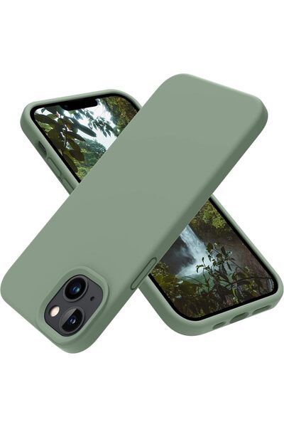 AWH حافظة iPhone 14 – غطاء سيليكون نحيف مقاوم للصدمات باللون الأخضر الكالكي (6.1 بوصة)