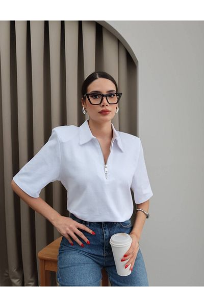 ESRAHELVACI Μπλουζάκι με φερμουάρ με γιακά πόλο