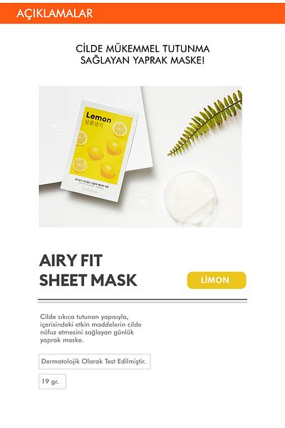 Missha Lemon Extract Brightening Sheet Mask - for Dark and Matte Skin (1Ad) Airy Fit Sheet Mask Lemon