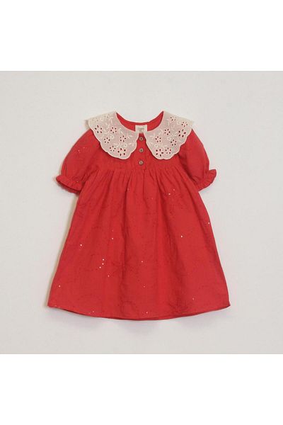 OZZY KİDS Girl's Short Sleeve Dress with Sequin Detail