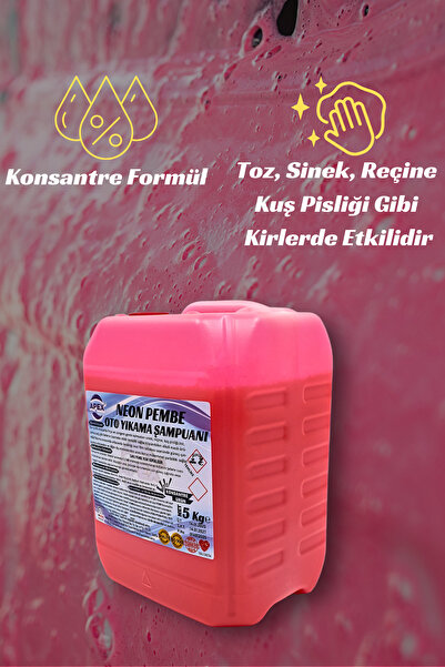 Apex Pembe Renkli Oto Yıkama Köpüğü, 5 Kg Konsantre Renkli Şampuan, Pembe Köpük Oto Yıkama Süngeri Hediye