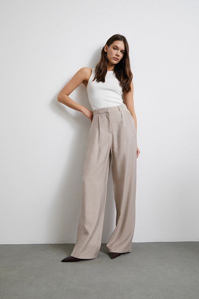 Never more Beige Modal Palazzo Trousers
