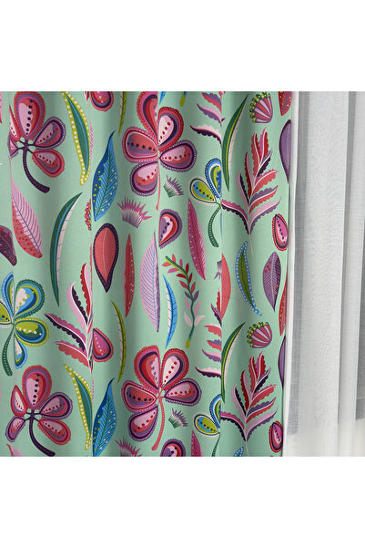 Belle Cose Çiçek Desenli Floral Çocuk Odası Blackout Karartma Fon Perde