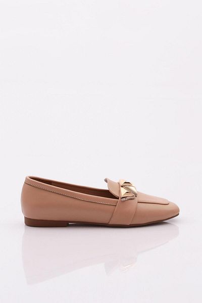 DGN 5001-23y γυμνό γυναικείο loafer - Μεταλλική πόρπη με ασημένια κοσμήματα