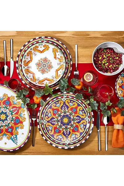 Külsan Melamine Cake Plate Set 4 Pcs Cortoba Deisgen Size 26 Cm
