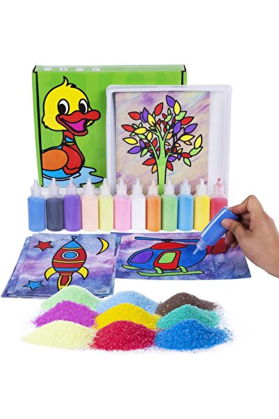 Yelajoy 12-Piece DIY Sand Painting Drawing Board Set,with Vibrant Colors for Creativity and Fun