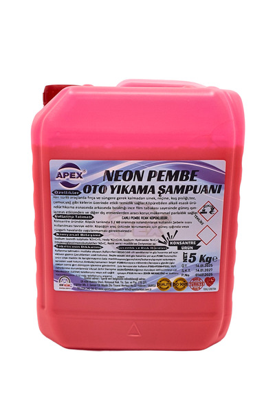 Apex Pembe Renkli Oto Yıkama Köpüğü, 5 Kg Konsantre Renkli Şampuan, Pembe Köpük Oto Yıkama Süngeri Hediye