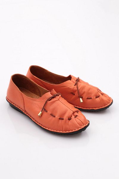 DGN Women's Stitching Detailed Ballerina Ballerina Orange 1533232110