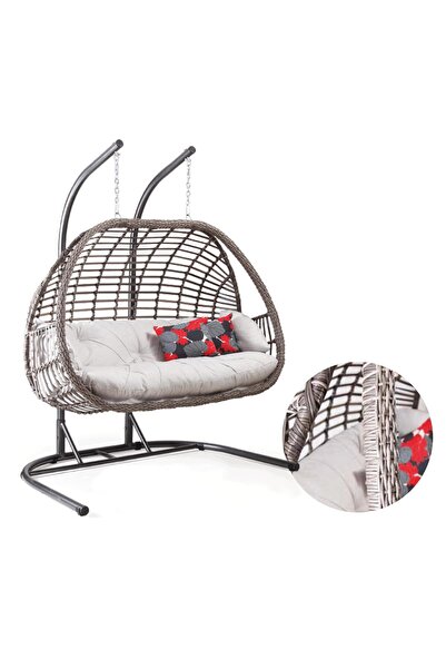Capri Swing Oylat Çiftli Rattan Bahçe Salıncağı | Balkon Salıncağı