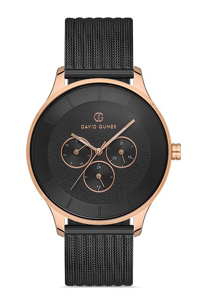 DAVID GUNER Rose Black Coated Black Dial Men's Wristwatch Dg-8246Gc-R2