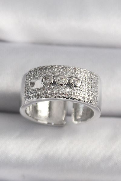 Celira Brass Silver Color Zircon Stone Messika Model Women's Ring