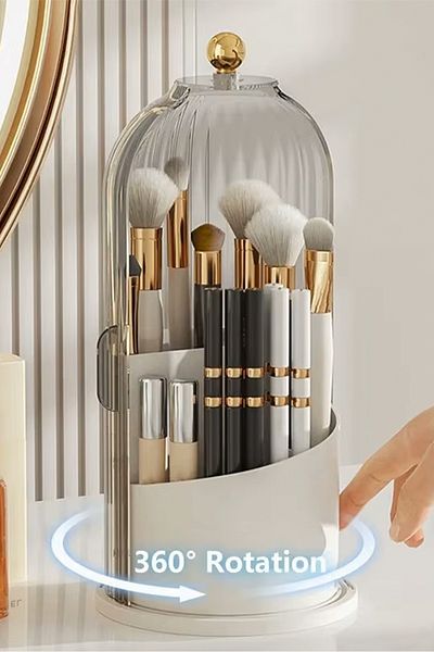 Kitchen Life Perie rotativă 360 cu capac - Organizator de machiaj cosmetic