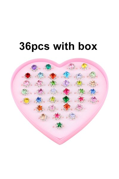 Choice 36pcs Diamond 10/20/36 Pcs Cute Adjustable Rings Children Girls Pretend Play Makeup Toys Cartoon Cry