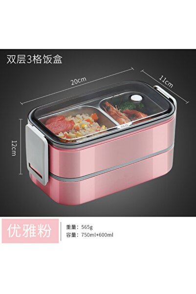 Choice double layer pink 304 stainless steel lunch box for Adults Kids School Office 1/2 Layers Microwavabl