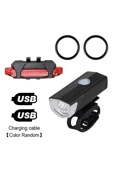 Choice 2255--918 Red OPP Bike Light Set Bicycle Headlight Taillight USB Rechargeable MTB Bike Front Rear La