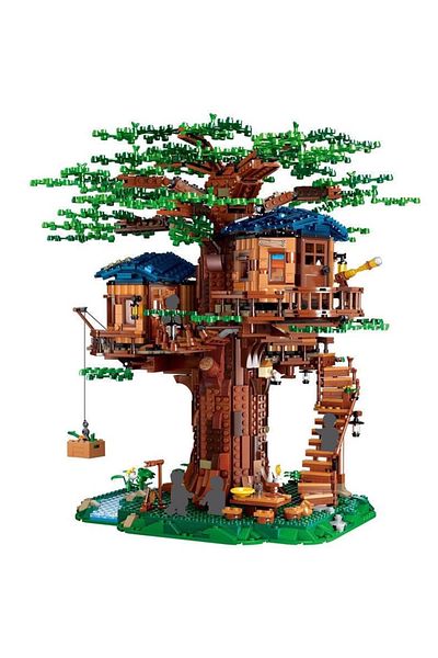 Choice 1013pcs Four Seasons Tree House Scene Jungle Building Block IDEAS Series MOC 21318 Building Model Br