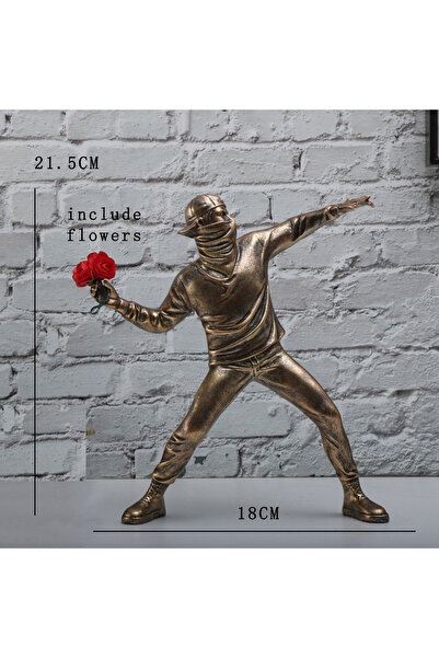 Choice تماثيل الراتنج د منحوتات بانكسي قاذف الزهور تمثال قاذف القنابل إكسسوار...