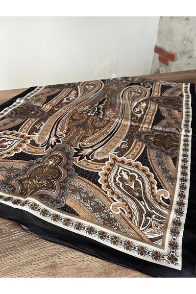 Merwiss Ethnic Patterned Cotton Black-Gold Shawl