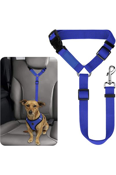 Choice M Dark Blue 1pc Pet Dog And Cat Seat Belt, Car Headrest Restraint, Adjustable Safety Rope, Car Seat