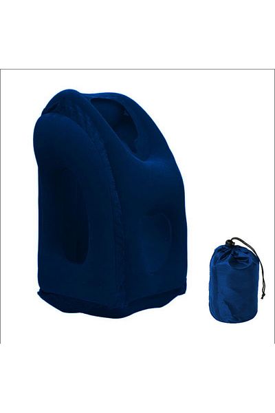 Choice Navy Blue New Pattern Inflatable Travel Pillow Portable Chin Support Neck Pillow For Airplane Car Bu