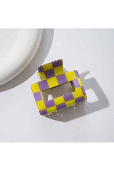 Choice Yellow Purple 2inch Colorful Checkered Rectangle Hair Claw Clips For W...