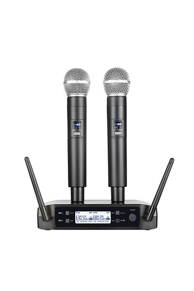 Choice US Plug Wireless Microphone Handheld Dual Channels UHF Fixed Frequency Dynamic Mic For Karaoke Weddi