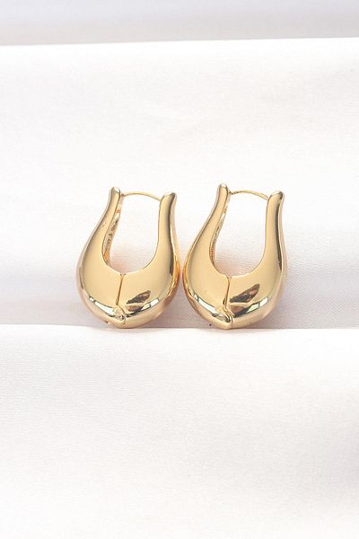 Celira Brass Gold Color Curved Earrings