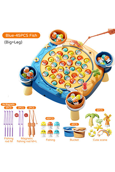 Choice 45 قطعة من ألعاب الصيد المغناطيسية للأطفال باللون الأزرق، لعبة صيد الس...
