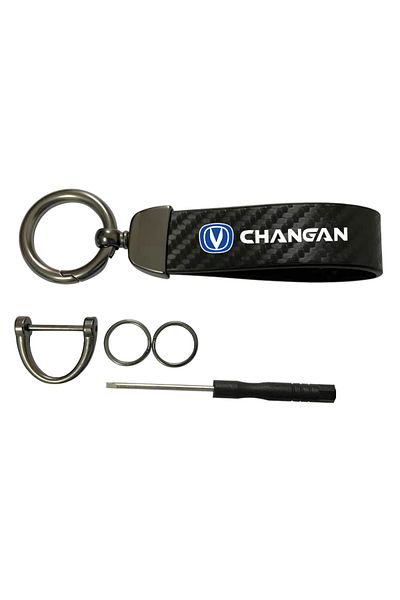 Choice Changan Carbon Leather Car Keychain Chain Key Rings Degree Rotating Horseshoe Rings for Changan CS25