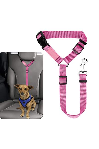 Choice M Pink 1pc Pet Dog And Cat Seat Belt, Car Headrest Restraint, Adjustable Safety Rope, Car Seat Belt