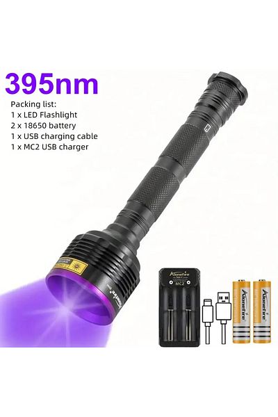 Choice 18650 Black 395nm 30w 6x365nm Led Blacklight Uv Flashlight Money Ore Pet Stains Invisible Ink Scorpi