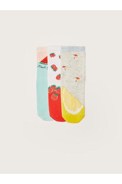 LC Waikiki Комплект от 3 шарени чорапи за момичета (S2)